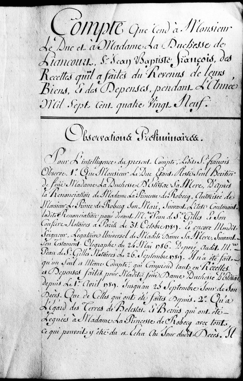 Account book for the year 1789 of property of the Duke of Rochefoucauld Liancourt. بواسطة فنان غير معروف