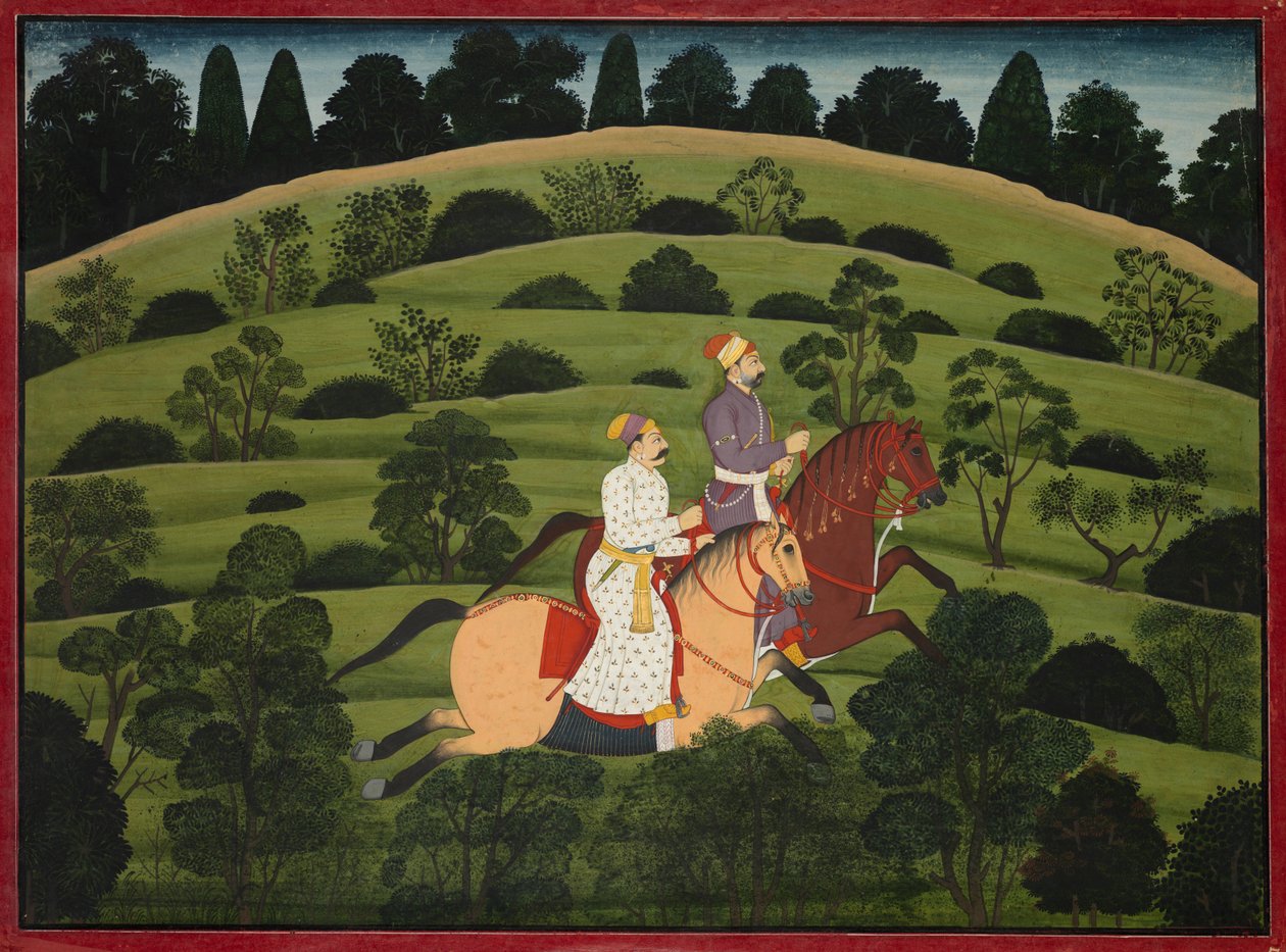 Akrura Rides نحو Dwarka ، صفحة من Basohli Bhagavata Purana الكبيرة بواسطة فنان غير معروف