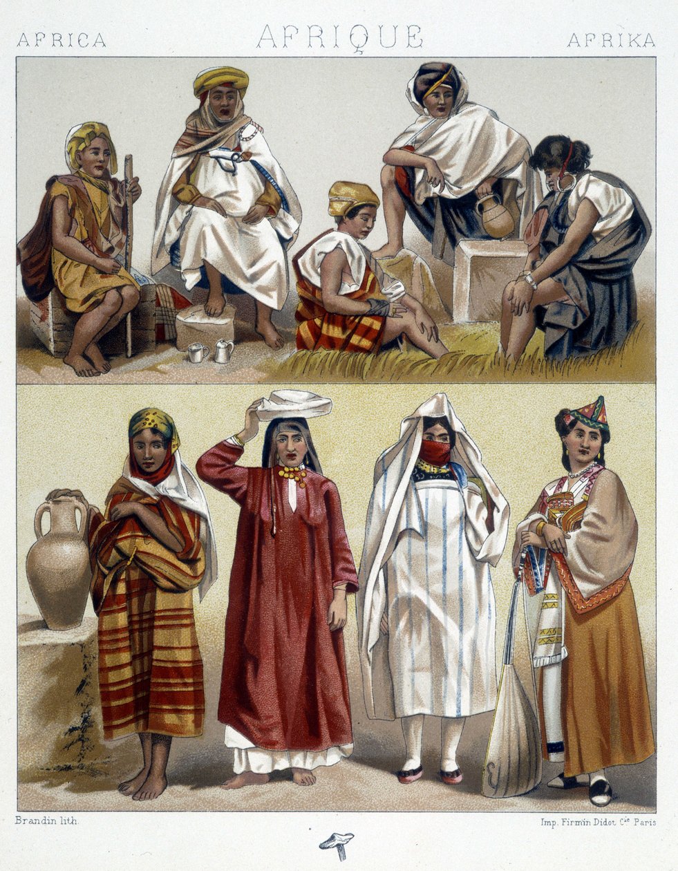 الجزائر وتونس ، أزياء شعبية - في "Le costume historyique" "لراتسينيه بواسطة فنان غير معروف