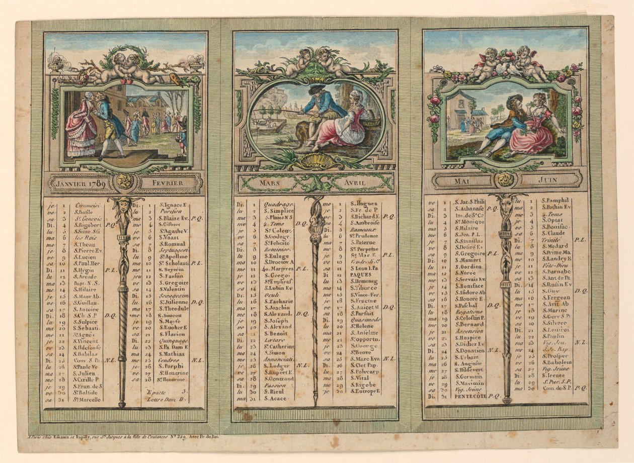 تقويم 1789 بواسطة فنان غير معروف