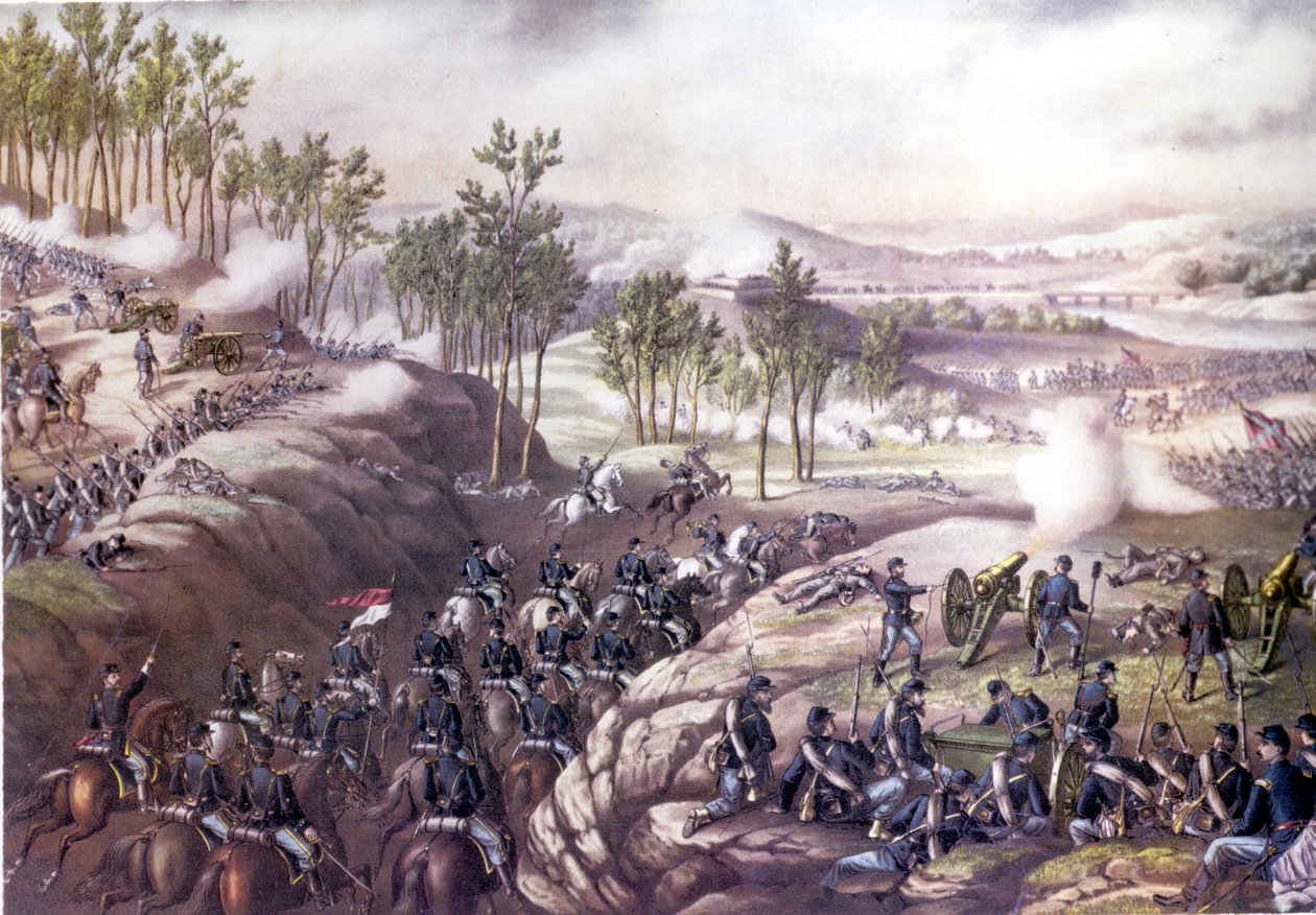الحرب الأهلية الأمريكية (1861 - 1865): معركة ريساكا (جورجيا) 13-15 مايو 1864. نقش القرن التاسع عشر. بواسطة فنان غير معروف