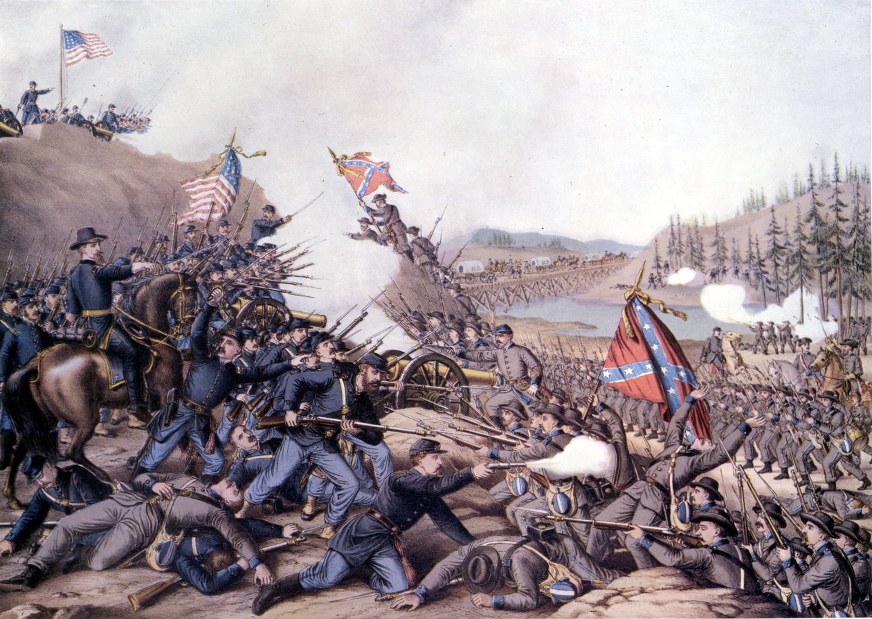 الحرب الأهلية الأمريكية (1861 - 1865): معركة فرانكلين الثانية (تينيسي) في 30 نوفمبر بواسطة فنان غير معروف