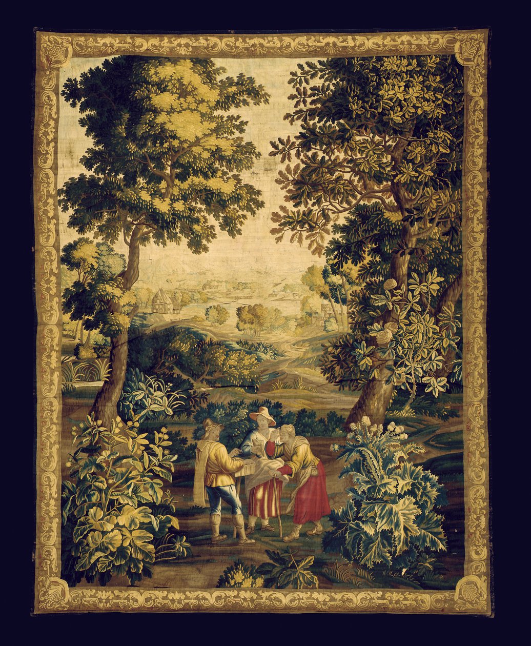 An Audenarde Teniers Tapestry (نسيج) بواسطة فنان غير معروف
