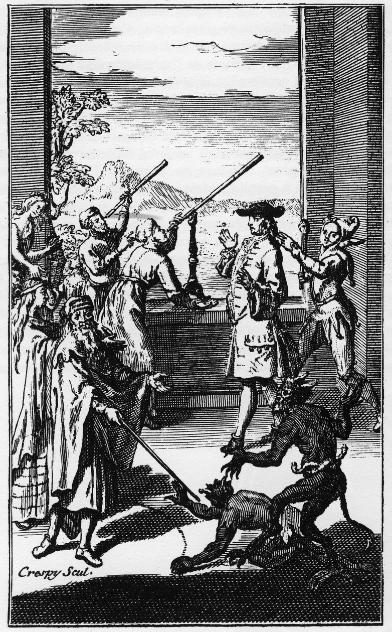 المنجمون الذين ينظرون إلى السماء - نقش في "L'Histoire des imagants extravagantes de Monsieur Oufle" ، وهو بمثابة مادة حافظة ضد قراءة الكتب التي تتعامل مع Magic و Grimoire و Demoniacs و Sorcerers و Werewolves و Incubes و Succubes و Sabbath بواسطة فنان غير معروف