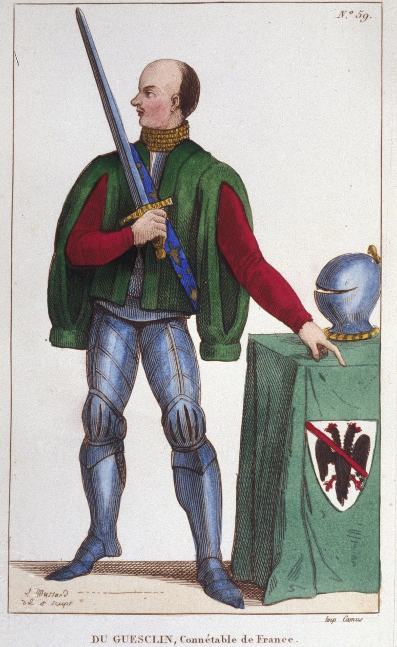 برتراند دو جيسكلين (Duguesclin) (1320-1380). شرطي من فرنسا. نقش 1830. بواسطة فنان غير معروف