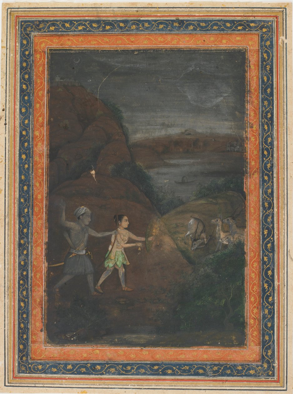 بيلس يصطاد الغزلان في الليل بواسطة فنان غير معروف