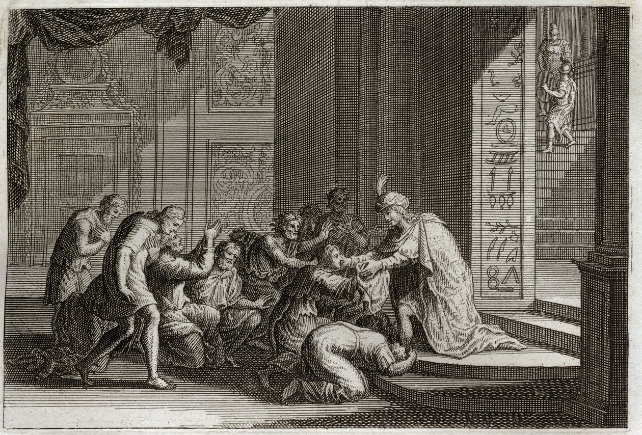 إنجيل رويومونت ، العهد القديم: يوسف معترف به من قبل إخوته. رسم توضيحي من عام 1811. بواسطة فنان غير معروف