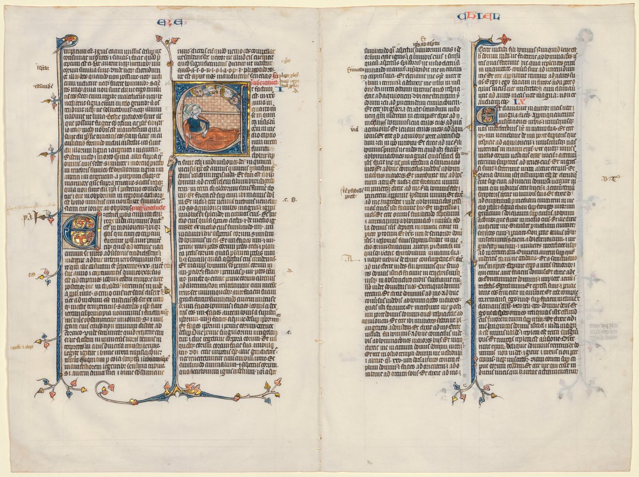 Bifolium من الكتاب المقدس: E [t factum est] الأولي مع حزقيال بواسطة فنان غير معروف