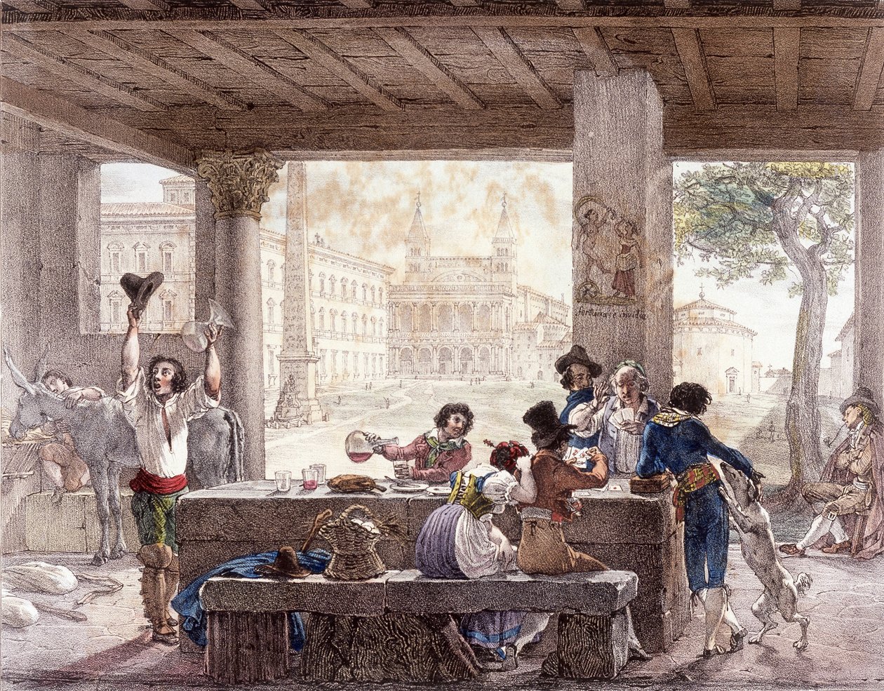 بيسترو في روما حوالي عام 1820. بواسطة فنان غير معروف