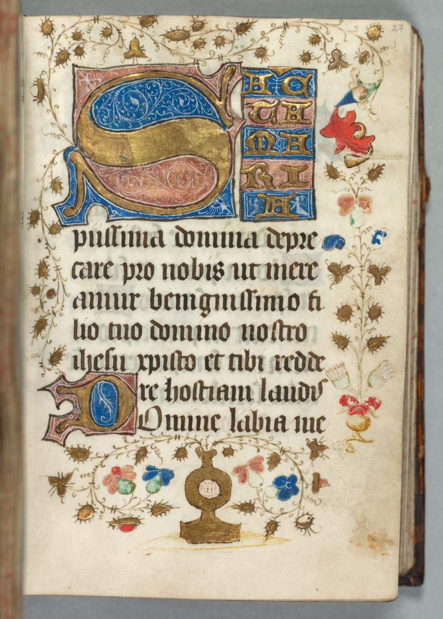 كتاب الصلوات (استعمال ميتز): Fol. 27 و ، الأحرف الأولى مزخرفة بواسطة فنان غير معروف