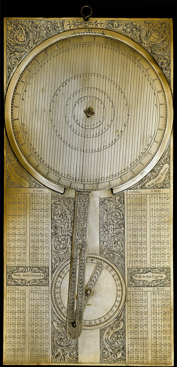 Brassy instrument known as “Jovilabe”” (Jovilabium) projected following studies on the Jupiter satellite periods by astronomer Galileo Galilei (Galilee) (1564-1642) around 1610. 1650-1700 Florence, Istituto e Museo di Storia delle Scienze. بواسطة فنان غير معروف