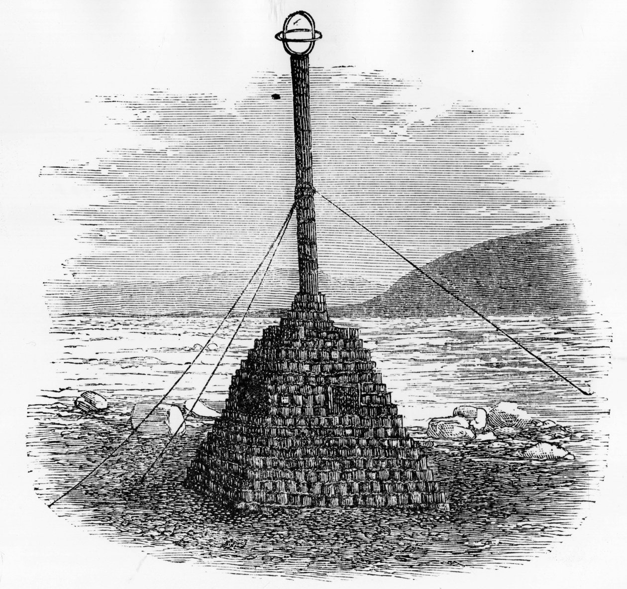 Cairn et boîte aux lettres au pole nord - Georges S. Nares, Un voyage à la mer polar, Paris: Hachette بواسطة فنان غير معروف