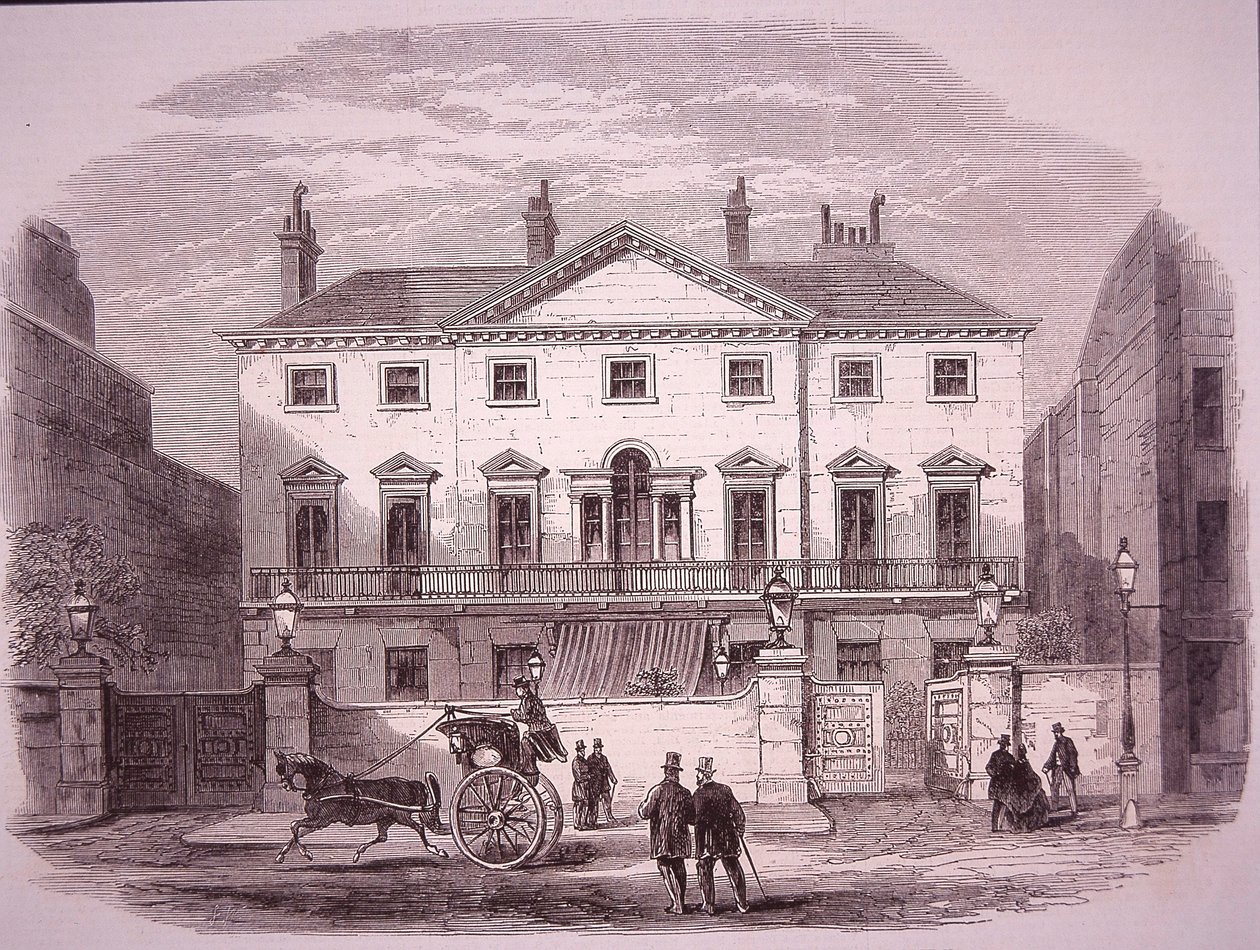 Cambridge House in Piccadilly in 1860, home of PM lord Palmerston بواسطة فنان غير معروف