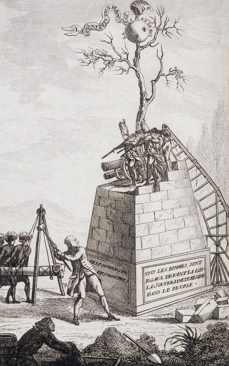 تهمة ضد نيكر - Frontispiece في "" ملحق للحياة الخاصة ووزارة السيد نيكر ، المدير العام للمالية "من قبل مواطن ، محرر. بيليه ، جنيف بواسطة فنان غير معروف