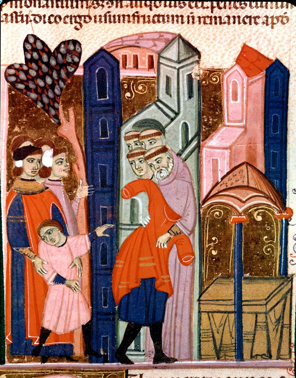 يُعهد بالأطفال إلى الرهبان من أجل التعليم مصغرة من قانون جستنيان (Codex Justinianus) ، وهي مجموعة من القوانين والمؤسسات التي أعيد استيعابها في عهد الإمبراطور الروماني جستنيان الأول من بيزنطة (483-565) بواسطة فنان غير معروف