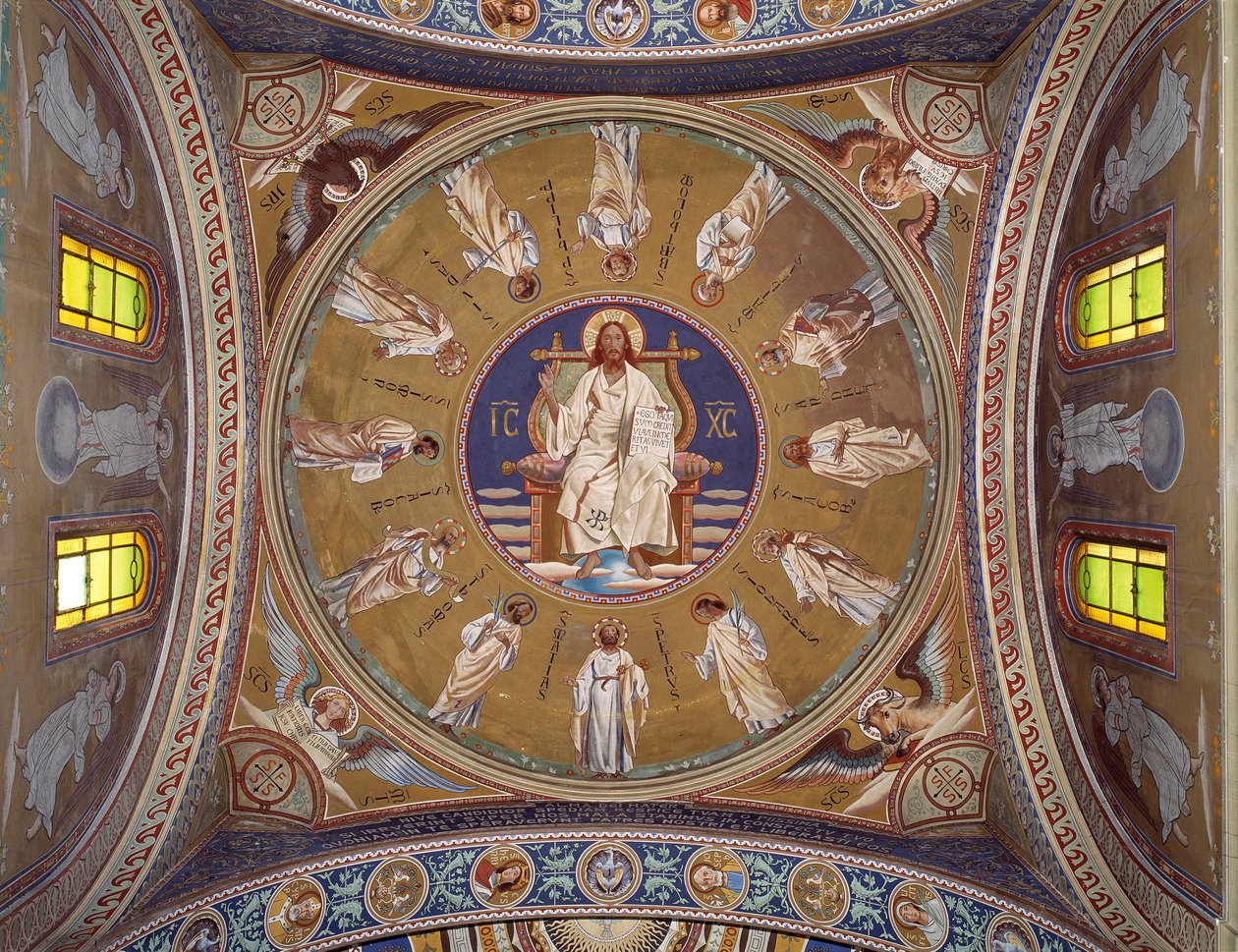 Christ pantocrator with the apostles (fresco بواسطة فنان غير معروف