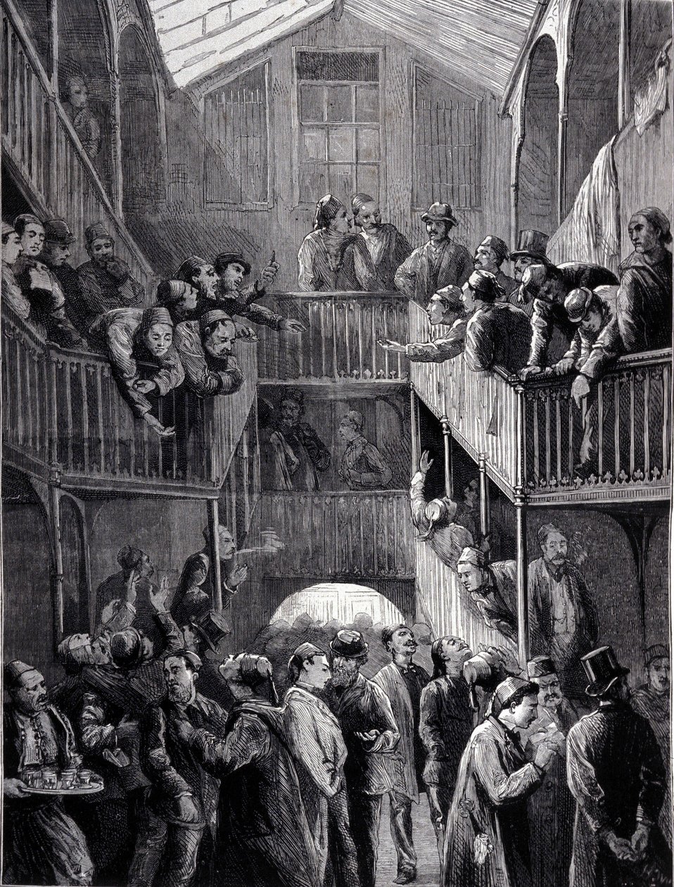 القسطنطينية: البورصة في ضاحية غلطة عام 1878. بواسطة فنان غير معروف