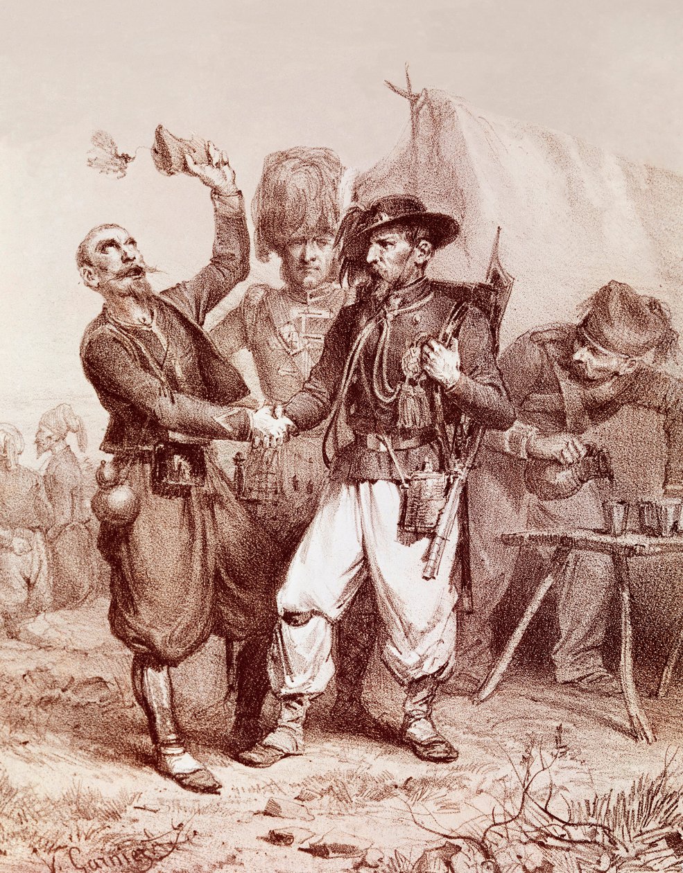 حرب القرم (1853-1856): قصة رمزية للتحالف بين فرنسا ومملكة سردينيا وإنجلترا ضد روسيا. 1854 بواسطة فنان غير معروف