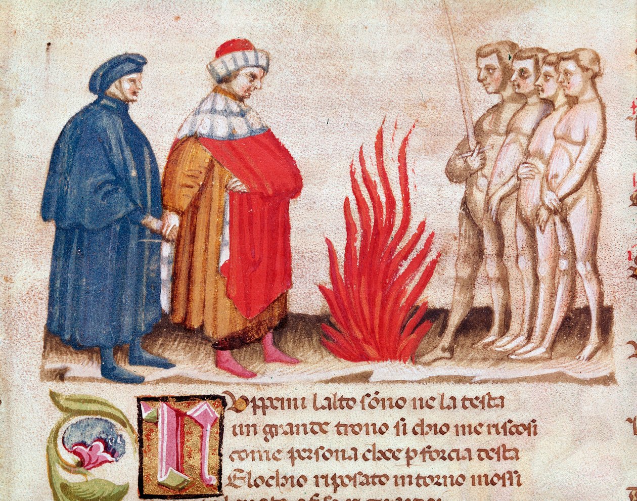 Dante and Virgil surrounded by the damned souls (from Hell, in the Divine Comedy) - miniature 15th century بواسطة فنان غير معروف