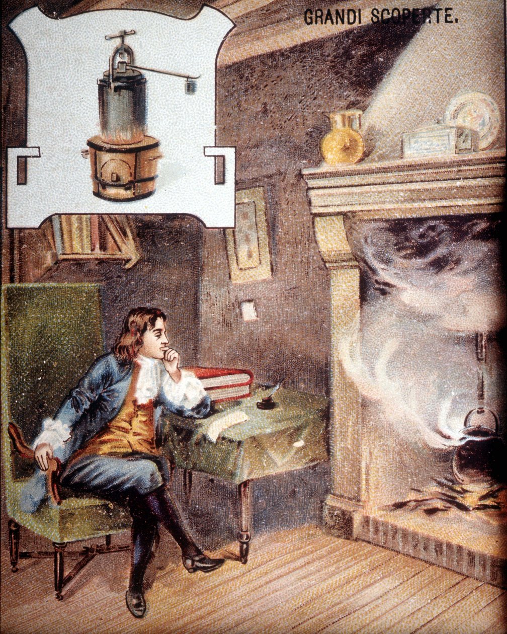 اخترع دينيس بابين (1647 - 1714) الوعاء. (السلف من cocote الدقيقة) القرن التاسع عشر chromolithography. بواسطة فنان غير معروف