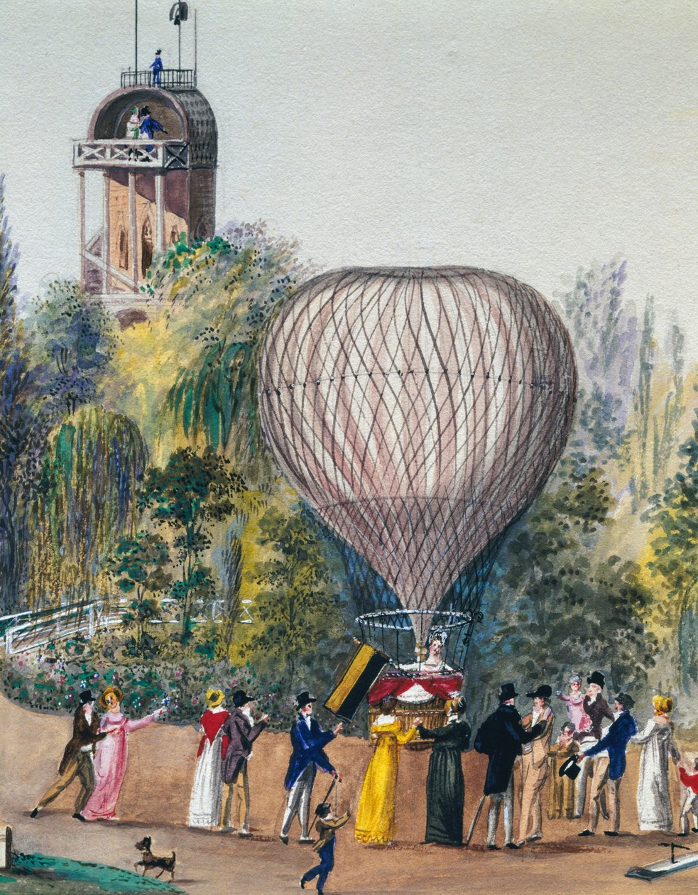 Departure of hot air balloon, watercolor, Vienna, Austria بواسطة فنان غير معروف