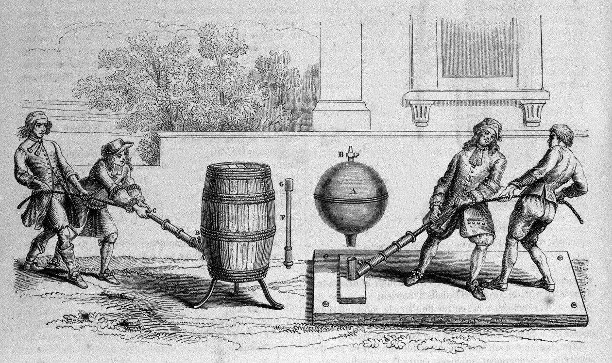 تجارب مختلفة لـ Otto von Guericke (Otto de Guericke بواسطة فنان غير معروف
