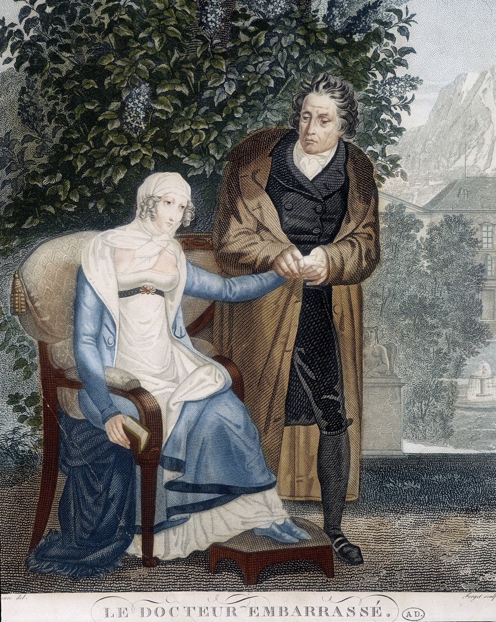 Doctor Embossed (in front of a sick woman). بواسطة فنان غير معروف