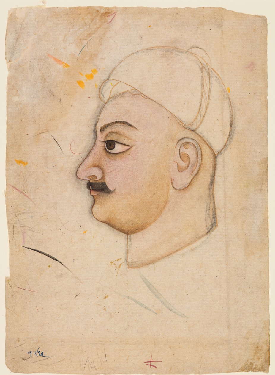رسم رأس رجل بعمامة غير عادية بواسطة فنان غير معروف