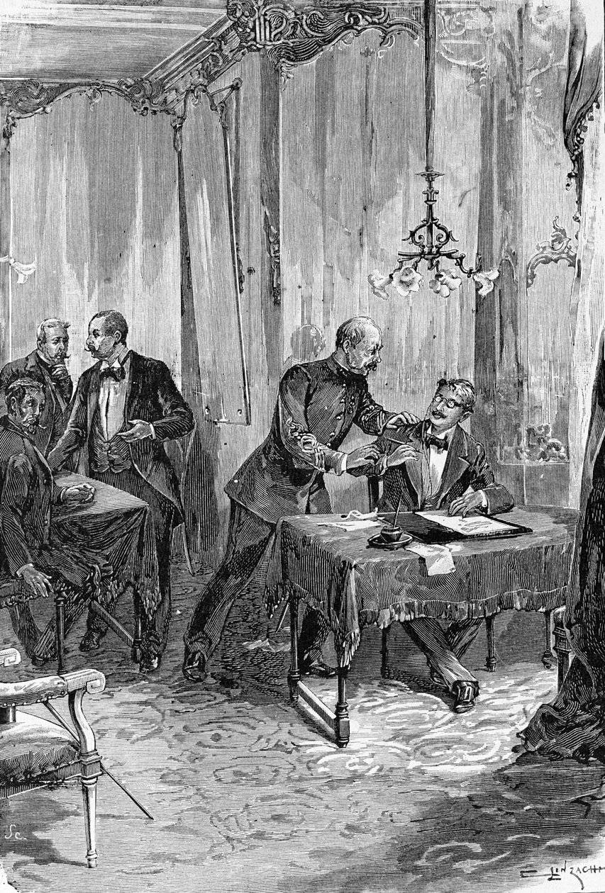 قضية دريفوس. اعتقال النقيب ألفريد دريفوس بتاريخ 15/10/1894 بعد إملاء. بواسطة فنان غير معروف