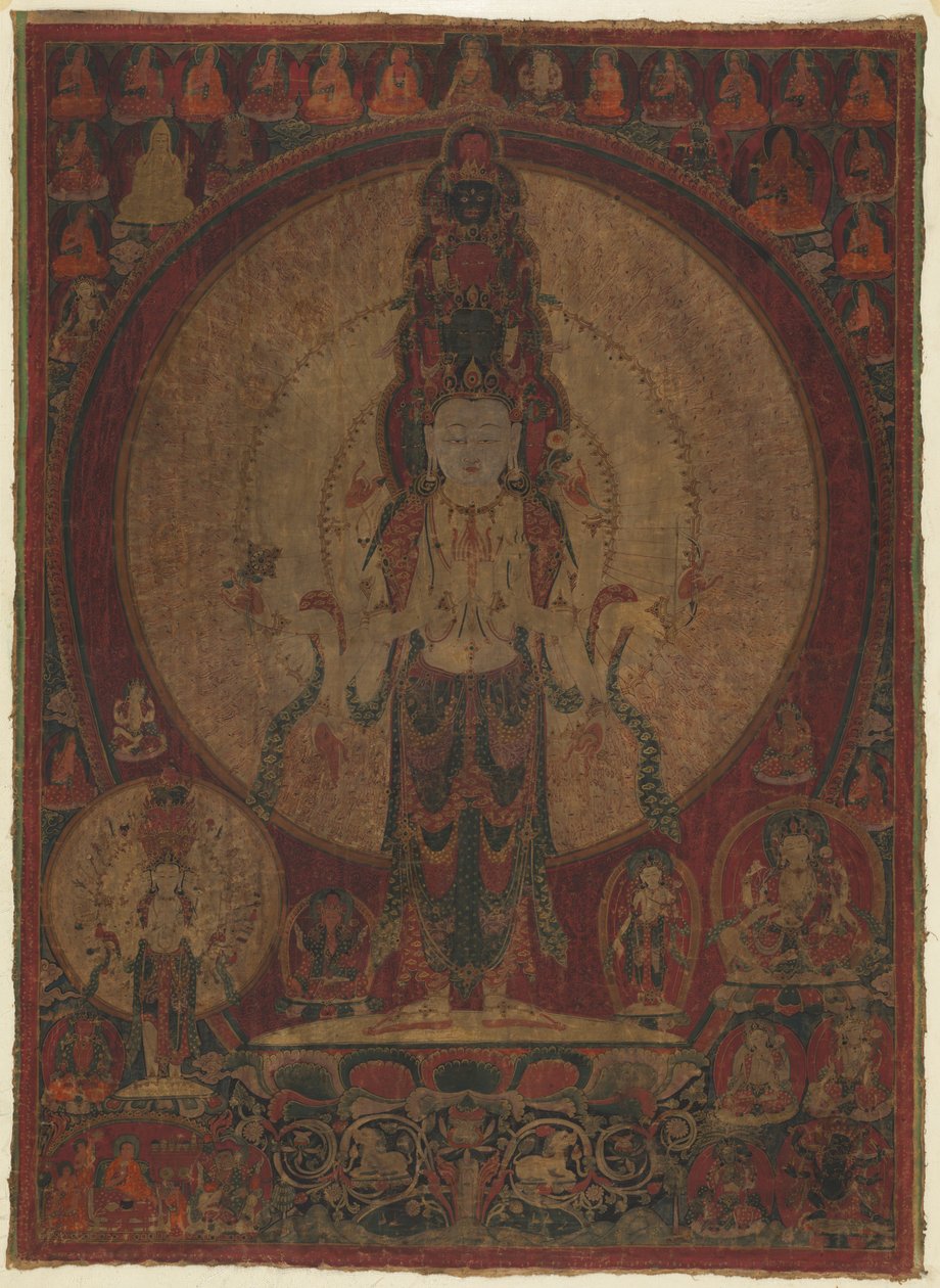 بوديساتفا الرحمة ذو أحد عشر رأسًا وألف مسلح (Avalokiteshvara) بواسطة فنان غير معروف
