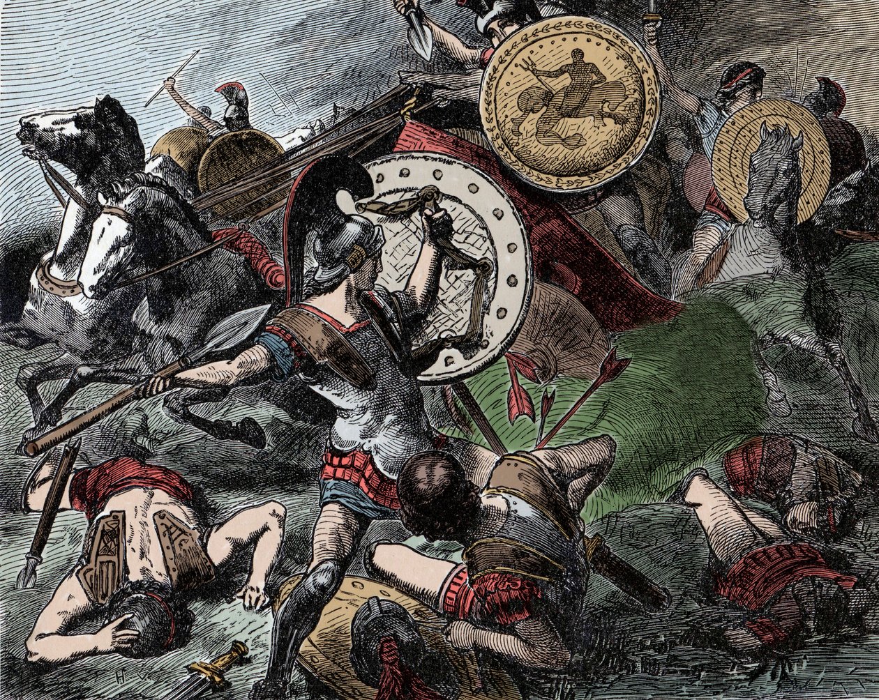 Epaminondas ينقذ Pelopidas - اليونان القديمة: Epaminondas (418-362 قبل الميلاد) ينقذ Pelopidas (420-364 قبل الميلاد) خلال حرب كورنث (395-387 قبل الميلاد) بواسطة فنان غير معروف