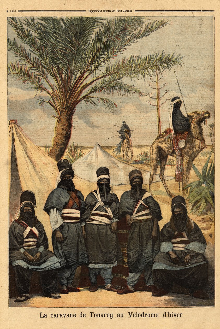 معرض قافلة طوارق بمضمار الشتاء. نقش في "" مجلة Le petit "" 4/06/1894. مجموعة سيلفا. بواسطة فنان غير معروف