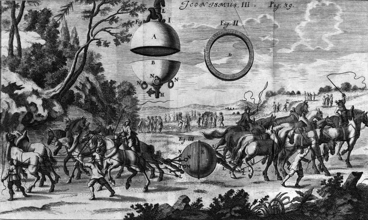 تجربة Otto von Guericke (Otto de Guericke بواسطة فنان غير معروف