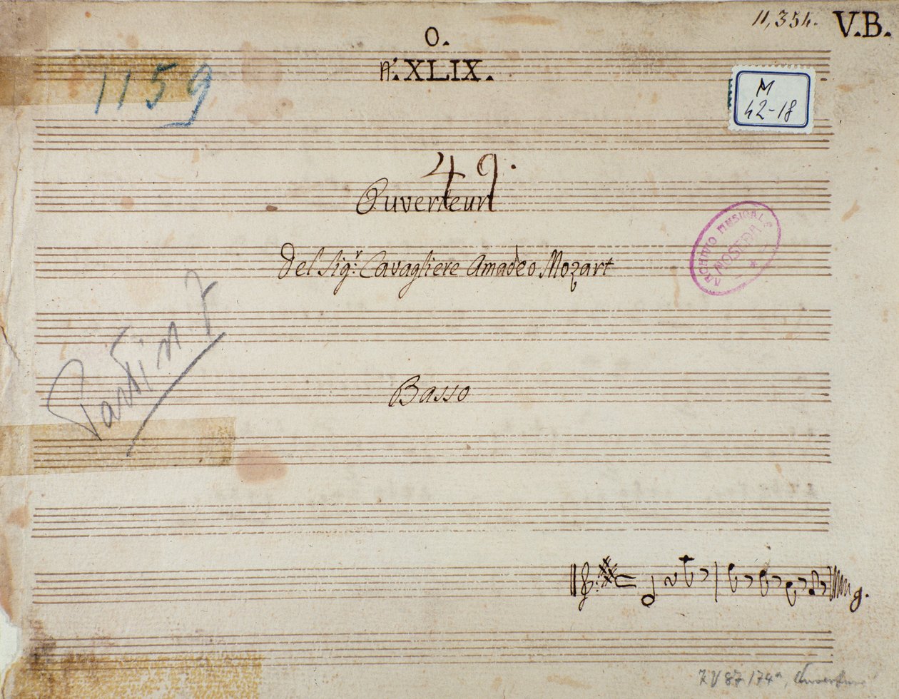 الصفحة الأولى لميثريدات ، ملك الجونة ، أوبرا موتسارت (1770) بواسطة فنان غير معروف