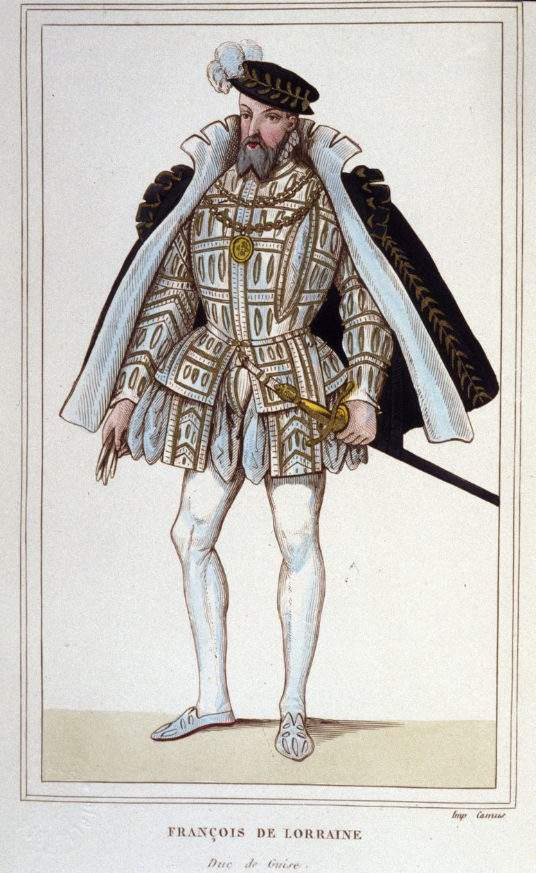 فرانسوا دي لورين (1519-1563). دوق أومالي ، ثم دوق جويز الثاني. اللفتنانت جنرال فرنسي. نقش من عام 1830. بواسطة فنان غير معروف