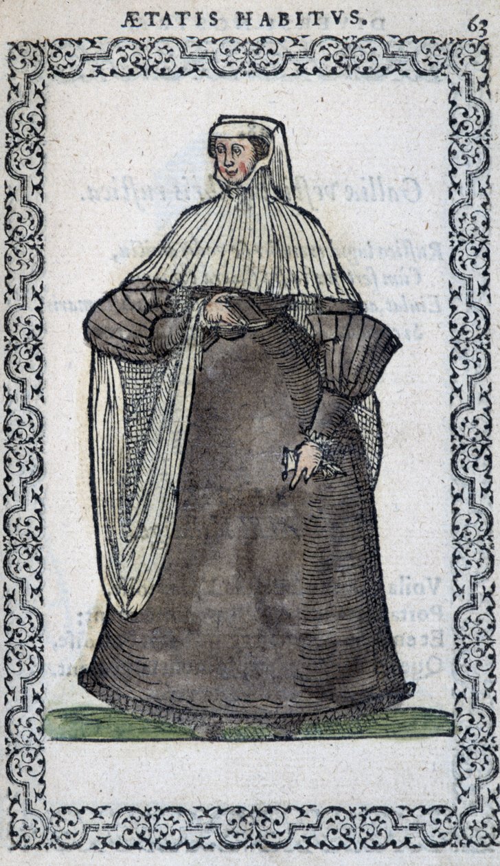 French woman in mourning suit - in “” Habits et éffigies”” by Jean Sulperius بواسطة فنان غير معروف