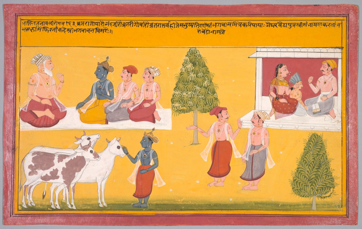 أصدقاء كريشنا ، الصحيفة 163 من Bhakti Ratnavali of Vishnu Puri بواسطة فنان غير معروف
