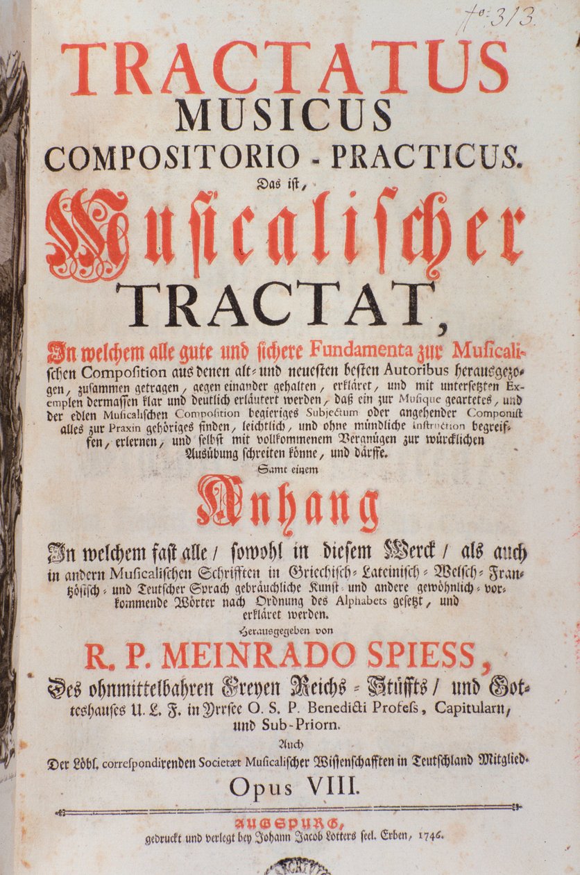 مقدمة من Tractatus musicus ، بواسطة Meinrad Spiess بواسطة فنان غير معروف