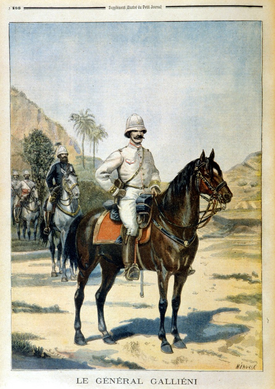 الجنرال جالييني في مدغشقر - في "" Le Petity Journal "في 11/06/1899. بواسطة فنان غير معروف