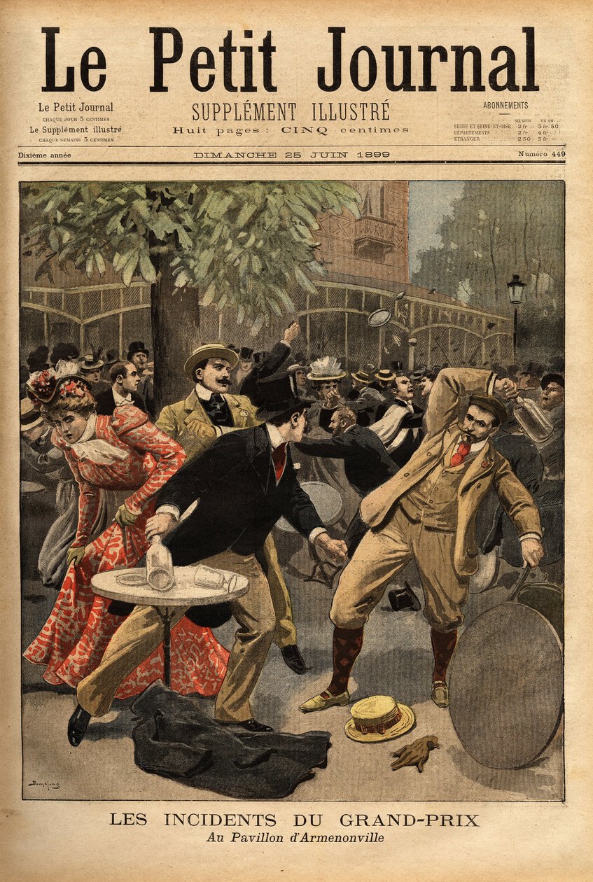 القتال العام في سباقات Longchamp Grand Prix ، التي يرجع أصلها إلى تصريحات تشارلز دوبوي (1851-1923) ، وزير الداخلية والشؤون الدينية ، الذي أثار إثارة المواطنين الحاليين بجعلهم يعتقدون أن التهديدات للجمهورية ( بواسطة فنان غير معروف