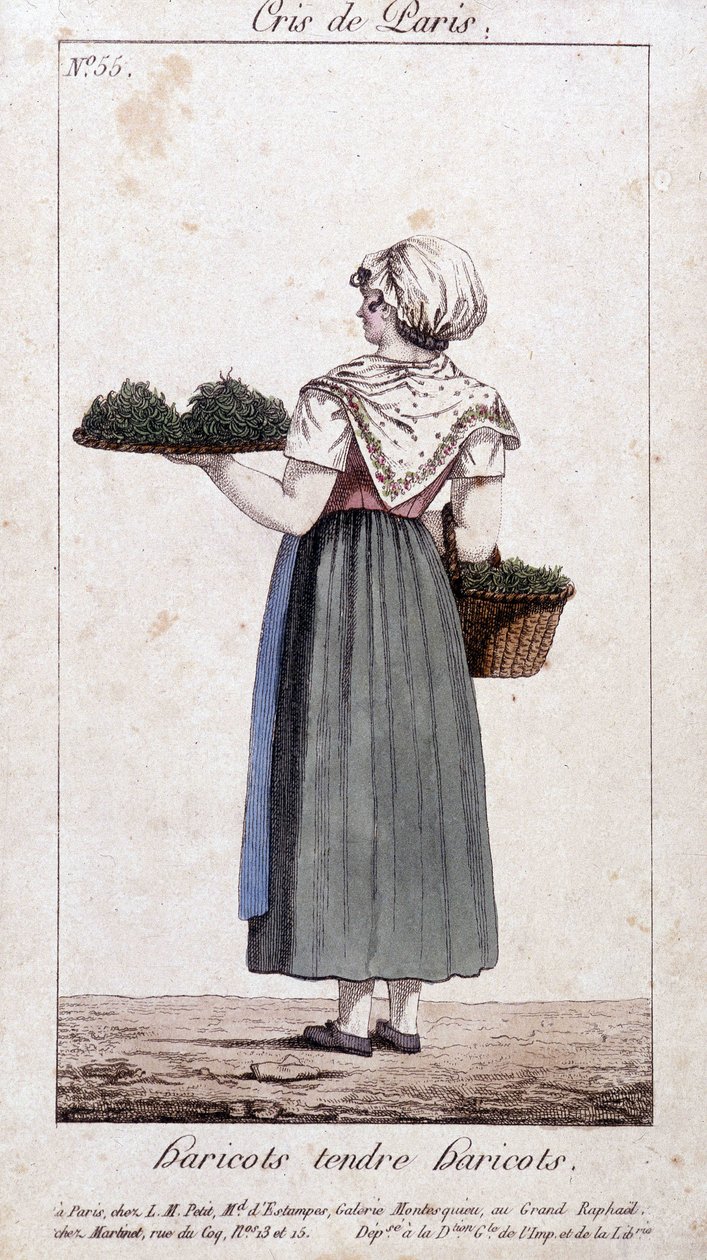 Green bean merchant - in “” Cris de Paris””, deb. 19th century بواسطة فنان غير معروف
