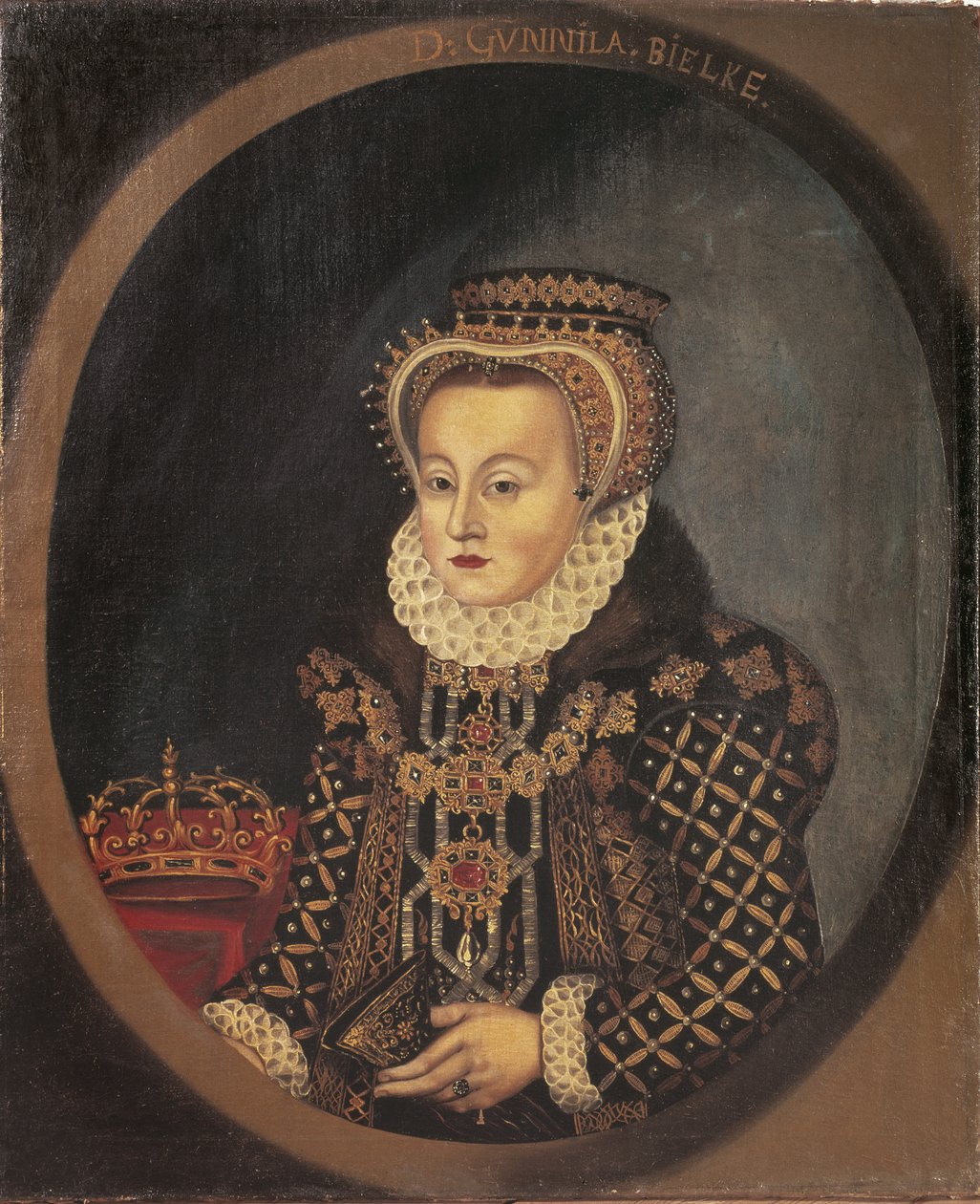 Gunilla Bielke ، reine consort de Suede Finlande - صورة جونيلا بيلكي (1568-1597) ، ملكة السويد ، مجهول. زيت على قماش بواسطة فنان غير معروف