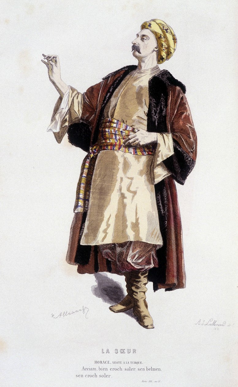 هوراس في "" الأخت "(لجان دي روترو في 1647) ، في" "المسرح الفرنسي في المدرسة 16 و 17 قبل موليير" لإدوارد فورنييه. بواسطة فنان غير معروف
