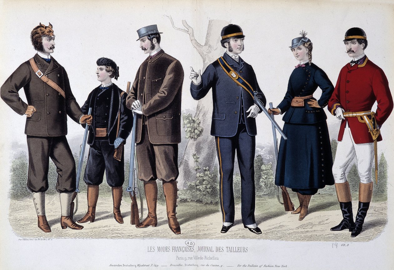 Hunting outfits, “” Le Journal des tailors”” بواسطة فنان غير معروف