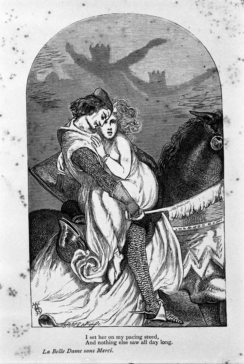 رسم توضيحي لـ "السيدة الجميلة بلا رحمة" للشاعر جون كيتس (1795-1821) القرن التاسع عشر بواسطة فنان غير معروف