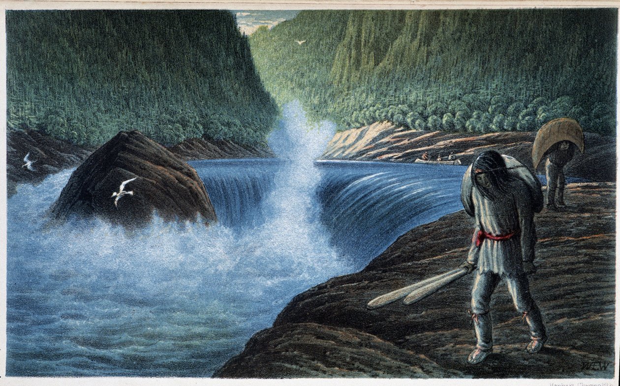 Indian near the rapids: “” the third rapid on the moisie”” - in “” Exploration of the Labrador Peninsula””, by Hind, Henri Youle بواسطة فنان غير معروف
