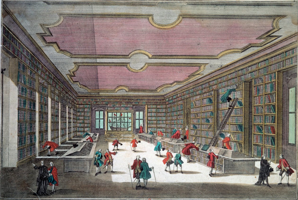 Inland view of the Gottingen library. Engraving of the 18th century Paris, B.N. بواسطة فنان غير معروف