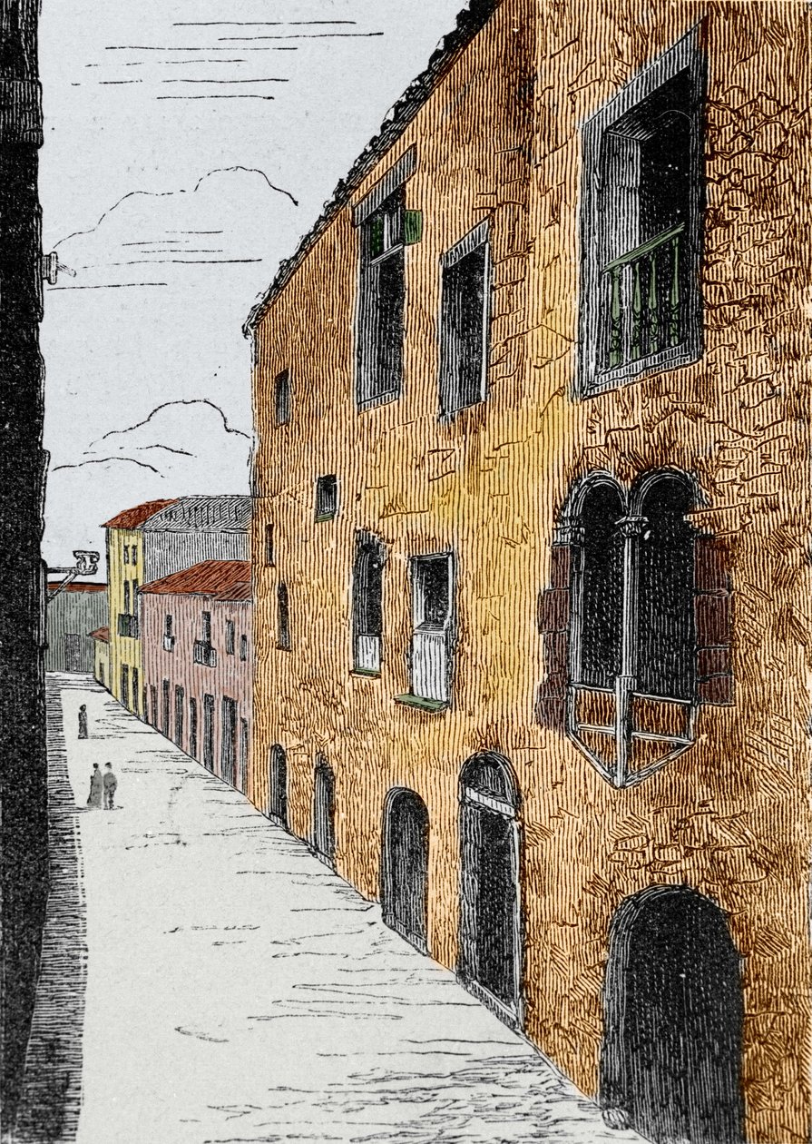 جزيرة مادير (أرخبيل ماديرا البرتغالي). منزل كريستوفر كولومبوس (1451-1506) في فونشال. بواسطة فنان غير معروف