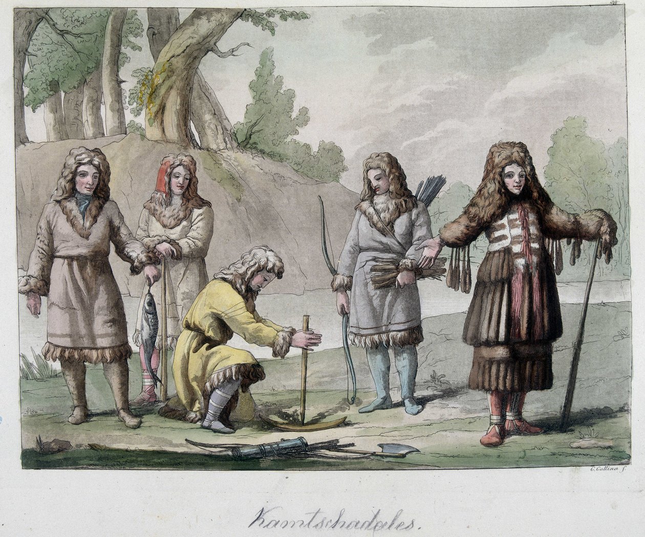 شعب Kamtschadales في سيبيريا. في "" الزي القديم والحديث "1819-1820 ، بواسطة Ferrario. بواسطة فنان غير معروف
