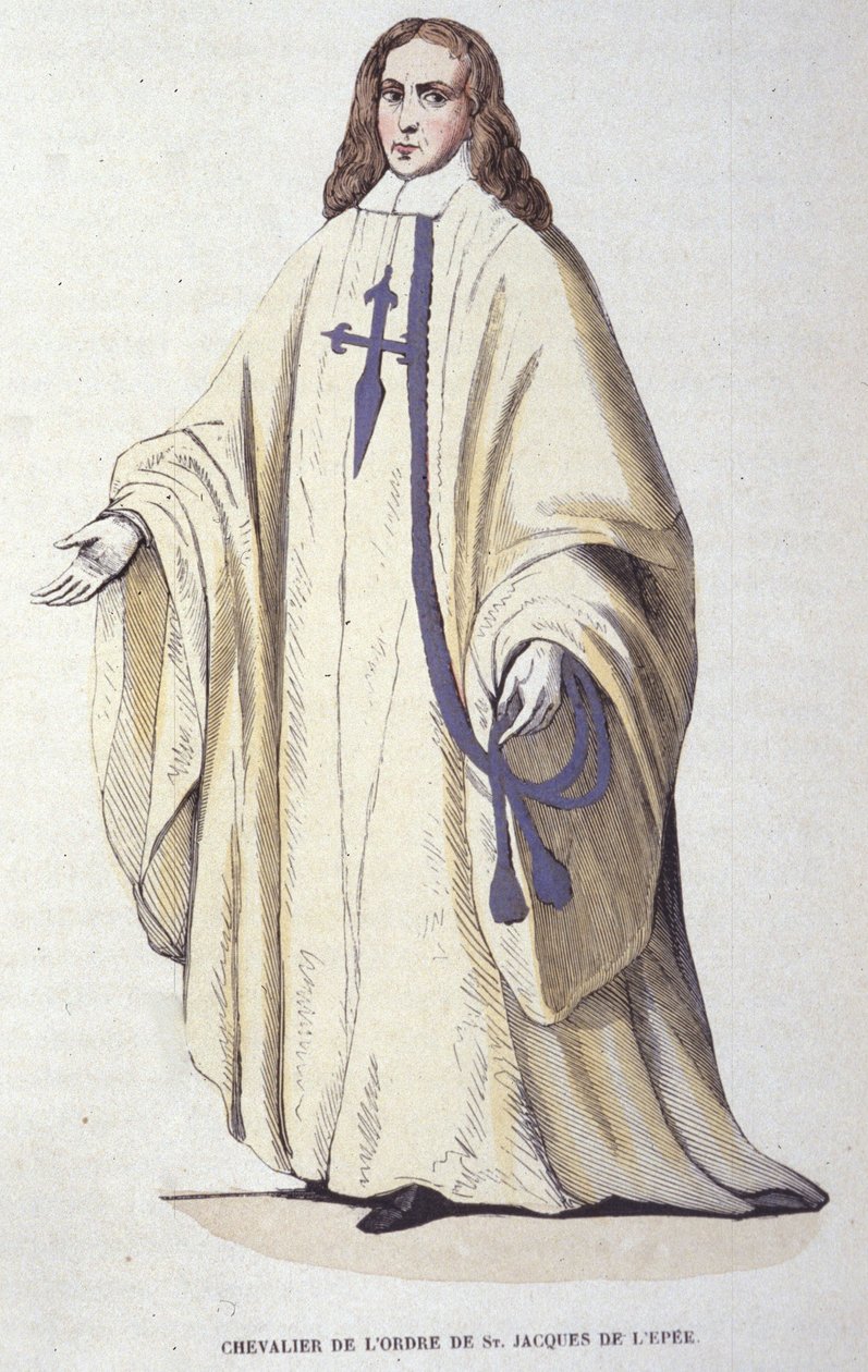 فارس من وسام القديس جيمس للسيف ، وهو أمر عسكري تأسس في إسبانيا عام 1170. نقش من القرن التاسع عشر. بواسطة فنان غير معروف